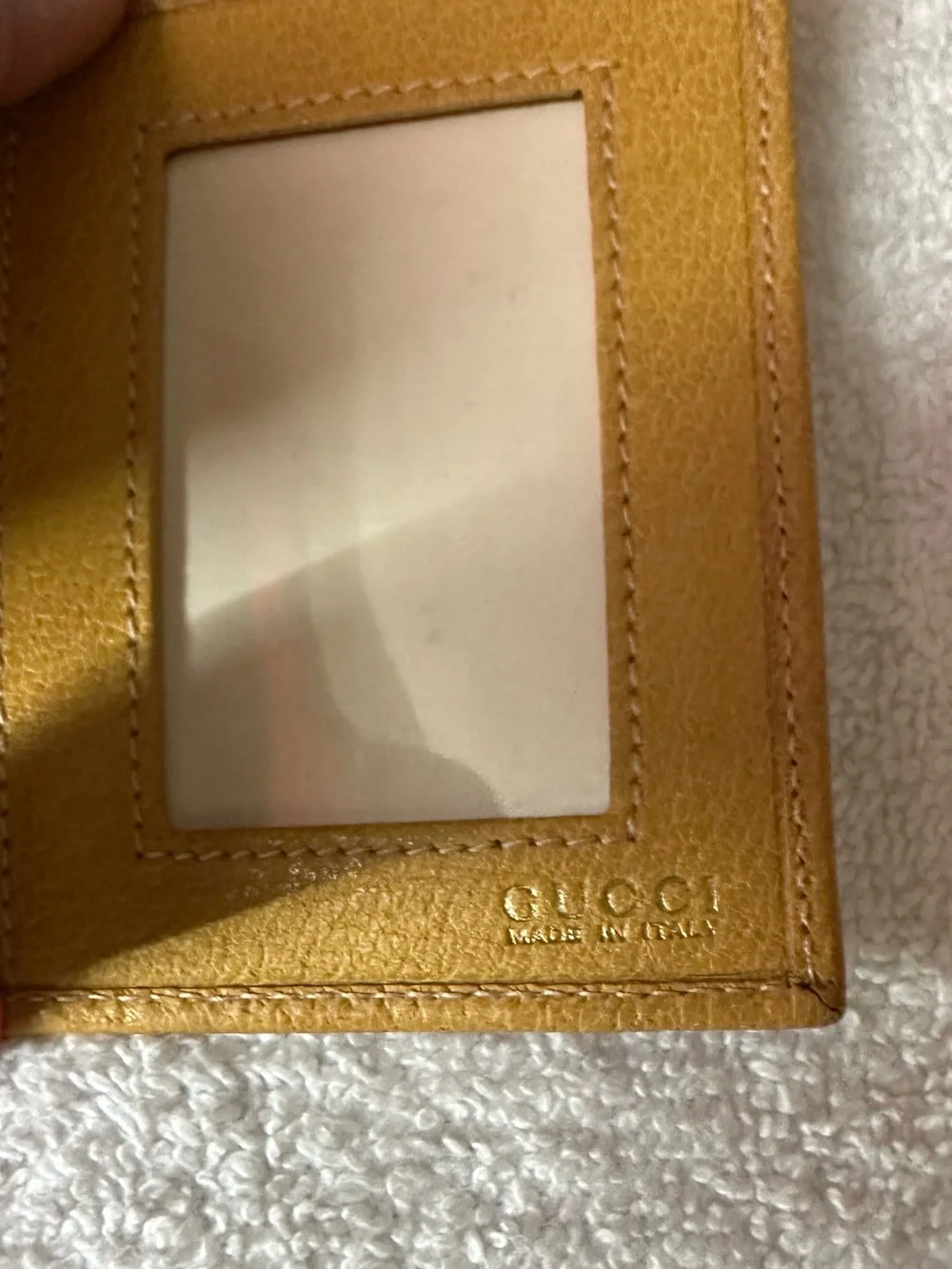 Vintage Gucci Leather Tri-Fold Picture Frame Card Holder w/ Original Box Italy